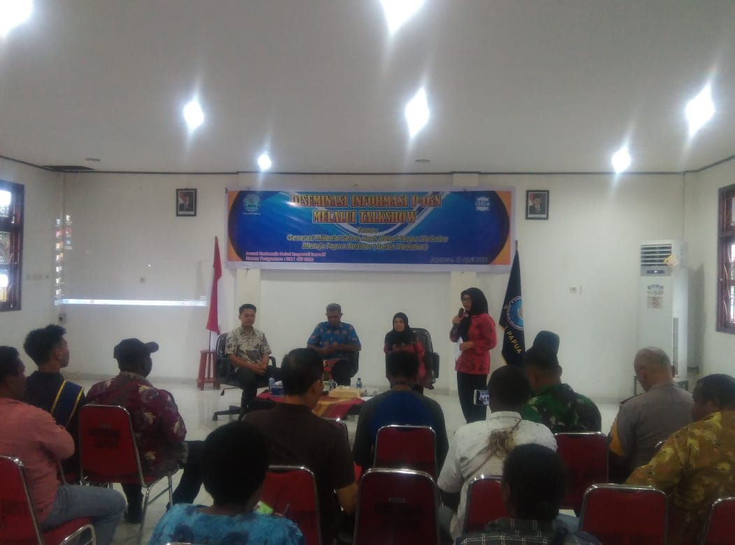 Diseminasi Informasi P4GN melalui Talk Show di Aula Kantor Distrik Jayapura Utara Diseminasi Informasi P4GN melalui Talk Show di Aula Kantor Distrik Jayapura Utara