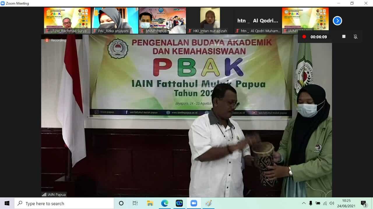 Diseminasi Informasi P4GN secara Daring pada Kegiatan Pengenalan Budaya Akademik dan Kemahasiswaan (PBAK) IAIN Fattahul Muluk Diseminasi Informasi P4GN Melalui Aplikasi Zoom Meeting di pada kegiatan Pengenalan Budaya Akademik dan Kemahasiswaan (PBAK) IAIN Fattahul Muluk